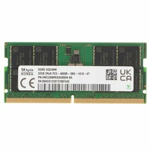 Модуль памяти 32Gb SO-DIMM DDR5 Hynix (PC5-38400, 4800, CL40) 1.1V (HMCG88MEBSA092N) оперативная память hynix 32 гб ddr4 3200 мгц sodimm