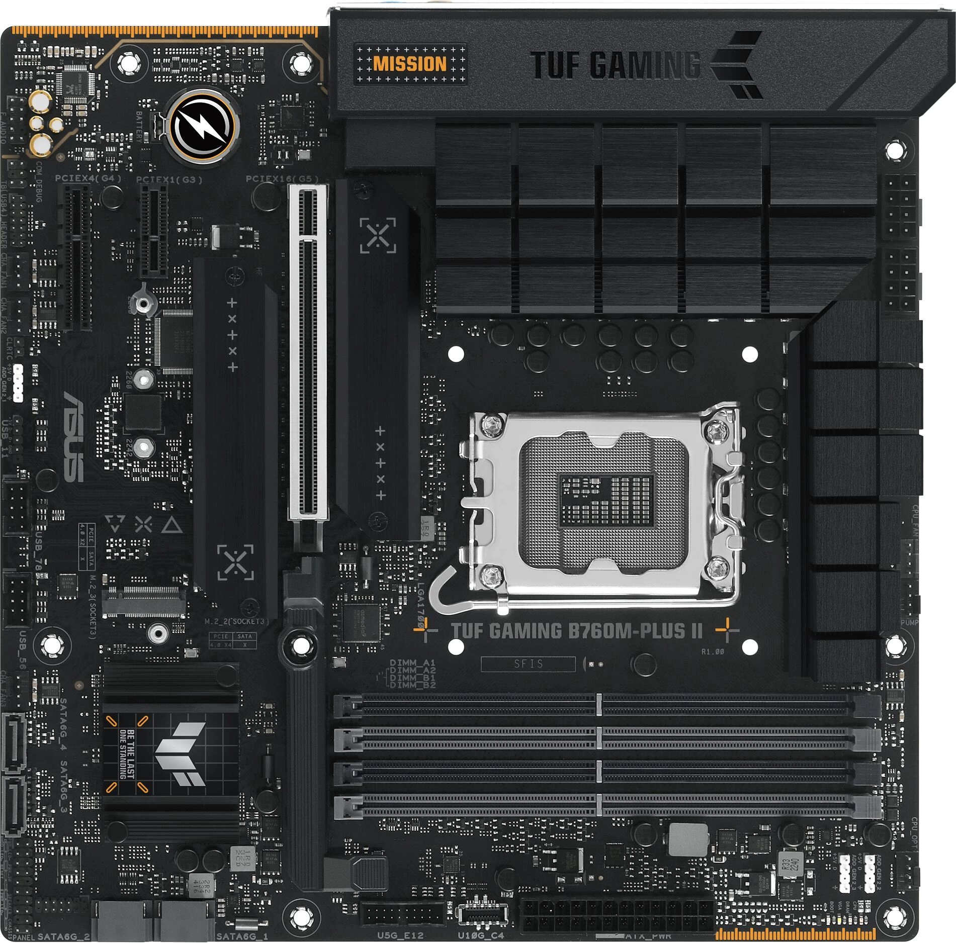 ASUS Материнская плата Asus TUF GAMING B760M-PLUS II Soc-1700 Intel B760 4xDDR5 mATX AC`97 8ch(7.1) 2.5Gg RAID+HDMI+DP TUF GAMING B760M-PLUS II