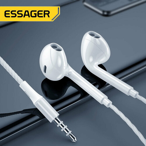Наушники-вкладыши Essager проводные 35 мм с микрофоном Белые 335₽