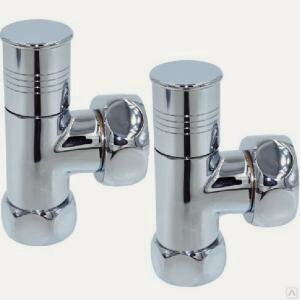 Изображение товара Вентиль для полотенцесушителя угловой 1" x 3/4" круглый, хром, комплект 2 шт