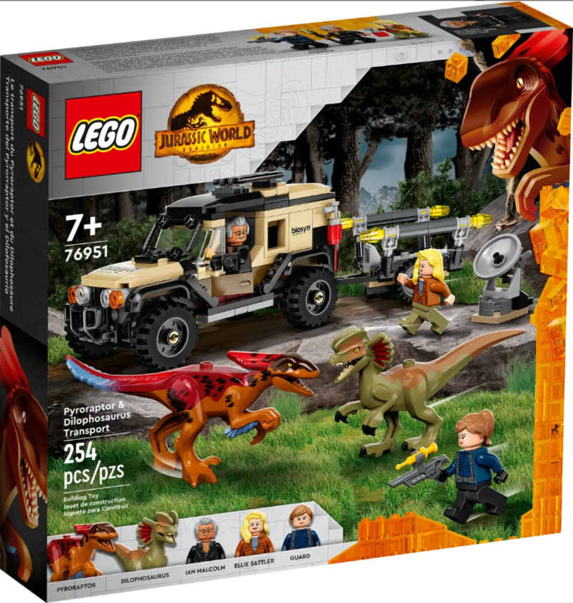 Конструктор LEGO Jurassic World 76951 Транспортировка пирораптора и дилофозавра, 254 дет.