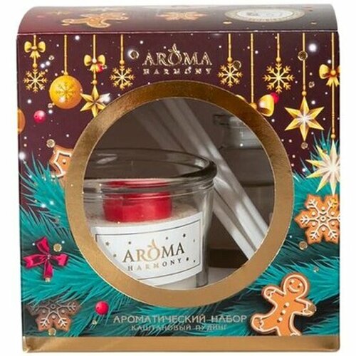 фото Подарочный набор aroma harmony : диффузор 30 мл + свеча с фигуркой 60 г, каштановый пудинг