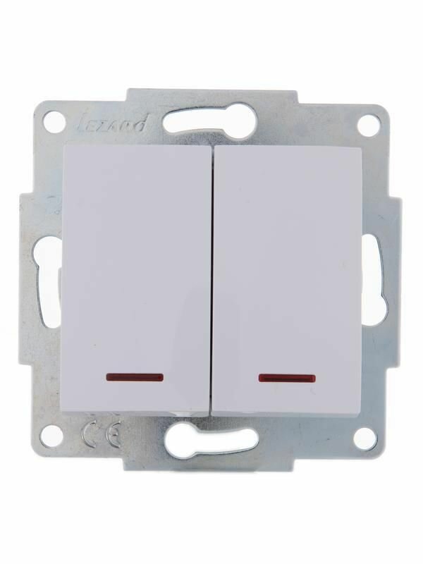 Механизм выключателя 2 кл  1п СП Karina 10А IP20 с подсветкой бел  LEZARD 707 0288 112