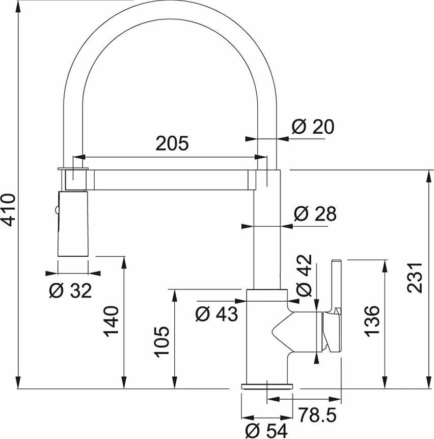 Смеситель для кухни Franke Lina Semi-Pro 115.0626.085 хром/черный