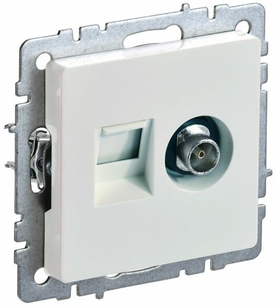 2 шт. IEK BRITE Розетка двойная TV+RJ45 кат.5E РТВ/РК12-БрЖ жемчуг