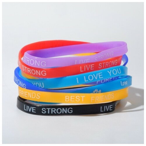 фото Силиконовый браслет "юность", набор 10 шт, цвет микс recom