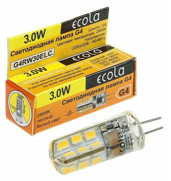 1 штука. Светодиодная лампа Ecola G4 LED 3,0W Corn Micro 220V 2800K 320 градусов 38x11 - фотография № 5