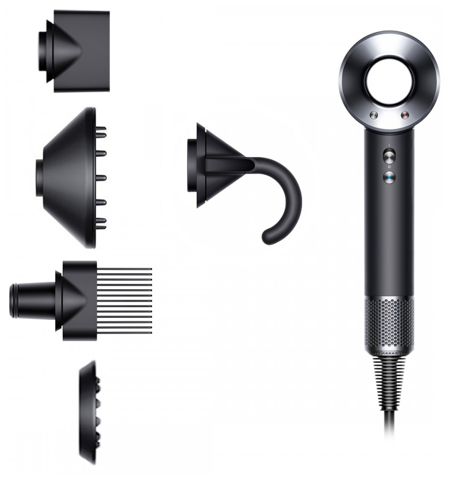 Фен Dyson Supersonic HD07 EU, black/bright nickel