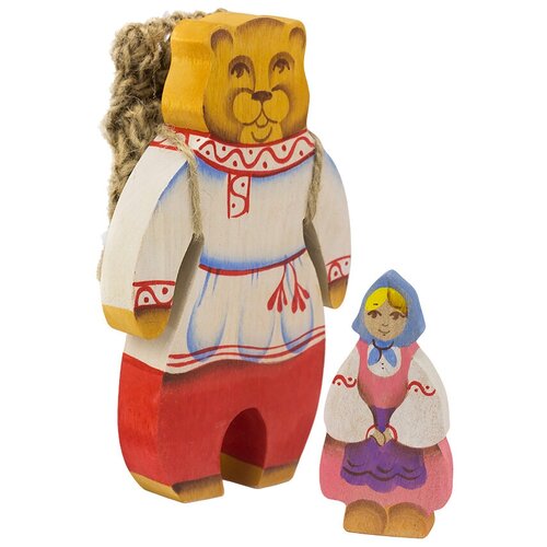 Набор деревянных игрушек из 2-х фигур Маша и Медведь ручная работа набор деревянных игрушек из 2 х фигурок илья муромец на коне ручная работа
