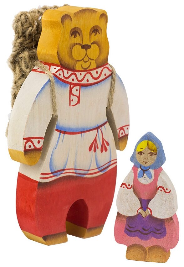 Набор деревянных игрушек из 2-х фигур "Маша и Медведь" ручная работа