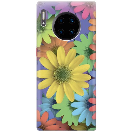 фото Силиконовый чехол на huawei mate 30 pro / хуавей мейт 30 про с принтом "букет из разнозветных ромашек" gosso