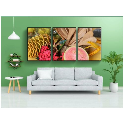 фото Набор модулных постеров для интерьера "тропический, гуайява, фрукты" 60x90 см. в тубусе, без рамки lotsprints