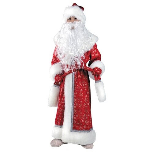 Карнавальный костюм «Дед Мороз», плюш, пальто, рукавицы, шапка, р. 32, рост 128 см Батик. Цвет: красный/белый/красный-белый