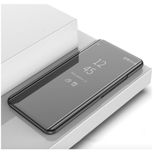 фото Чехол-книжка mypads для samsung galaxy a30s / samsung galaxy a50s с дизайном clear view cover с полупрозрачной пластиковой крышкой с зеркальной поверхностью черный