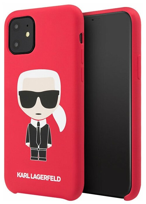 Чехол Karl Lagerfeld Liquid silicone Iconic Karl для iPhone 11, красный