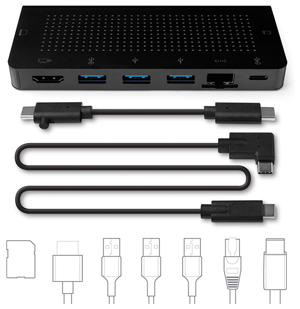 USB хаб Twelve South StayGo. Интерфейс USB-C. Порты 1xUSB-C PD 85W, 1xHDMI 4K, 1xUSB-A 3.0 / BC 1.2, 2xUSB-A 3.0, 1xGigabit Ethernet Port, 1xUSB-C 100W, 1xSD Card, 1xMicro SD Card - черный