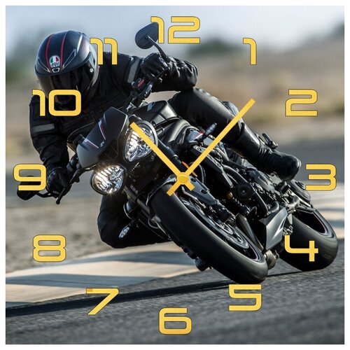 фото Svs настенные часы svs 3001972 мотоцикл в гонке