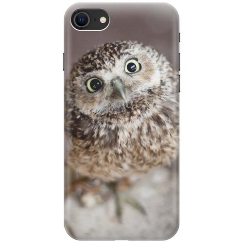 фото Ультратонкий силиконовый чехол-накладка для apple iphone 7 / 8 / se (2020) с принтом "удивленная сова" gosso