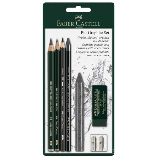 набор карандашей ч г faber castell pitt graphite 26 предметов заточен метал кор Faber-Castell Набор карандашей Pitt Graphite (112997) черный 5 шт.