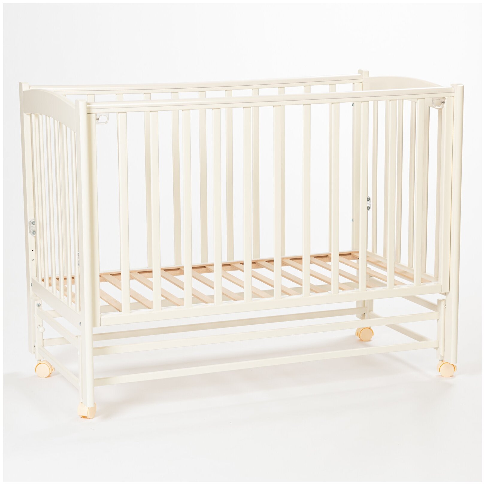 Кровать детская для новорожденных Mr Sandman Pocket Base с маятником и съёмной стенкой из износостойкого бука, 120х60 см, цвет ваниль