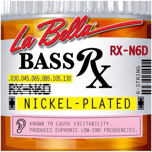 Струны для 6-ти струнной бас-гитары LA BELLA RX-N6D RX Nickel 0760m deep talkin bass комплект струн для бас гитары сталь 52 110 la bella