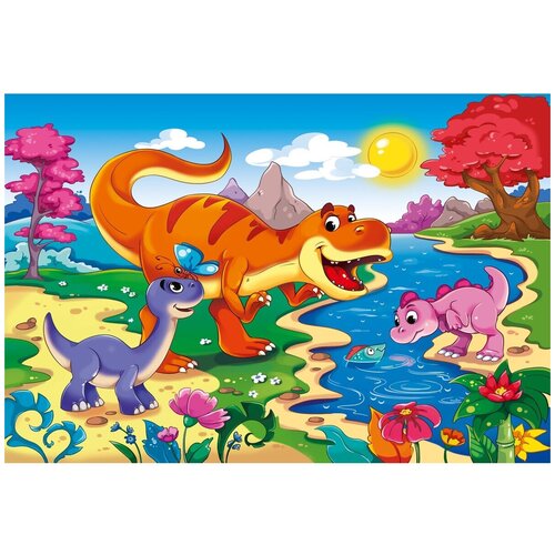 Пазл-рамка Рыжий кот Мир динозавров №5