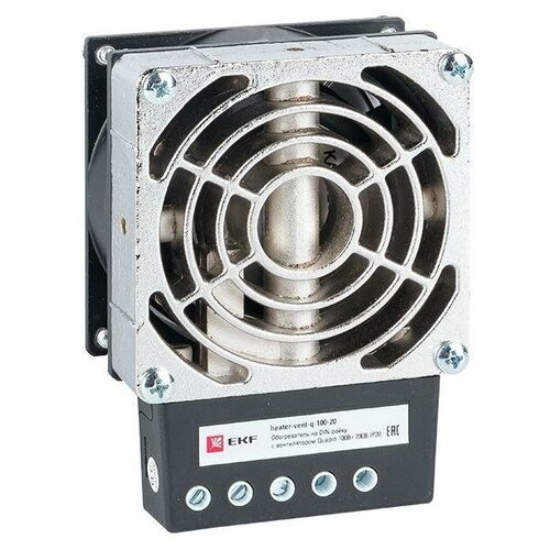 EKF Обогреватель на DIN-рейку с вентилятором 100Вт 230В IP20 Quadro PROxima heater-vent-q-100-20