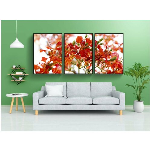 фото Набор модулных постеров для интерьера "флора, цветы, hd обои" 60x90 см. в тубусе, без рамки lotsprints