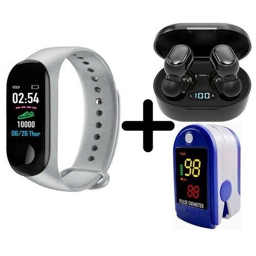 Умные часы BandRate Smart BRSM333PLBG-SET5 с беспроводными наушниками и пульсометром ЧСС счетчиком калорий 438000₽