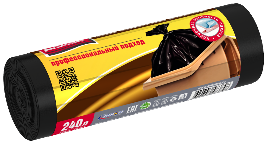 фото Мешки хозяйственные Avikomp Professional ПНД до 120кг 240л (черные) в рулоне 10шт