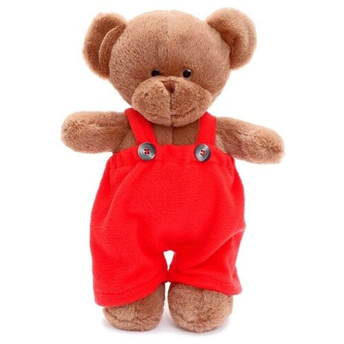 фото Мягкая игрушка "мишка аха "шоколад", в красном флисовом комбинезоне, 33 см unaky soft toy