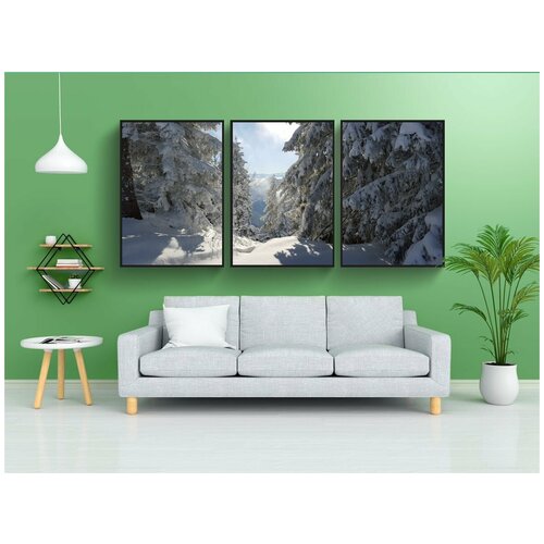 фото Набор модулных постеров для интерьера "кататься на лыжах, снег, зима" 60x90 см. в тубусе, без рамки lotsprints