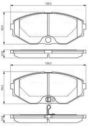 Дисковые тормозные колодки передние Bosch 0986495147 для Nissan Cedric, Nissan Gloria, Nissan Maxima, Nissan Prairie (4 шт.)