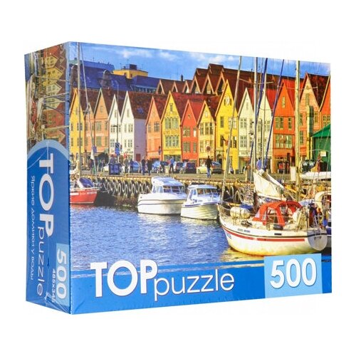 TOPpuzzle. Пазлы 500 элементов. КБТП500-6806 Яркие домики у воды toppuzzle пазлы 500 элементов кбтп500 6800 щенок и котёнок