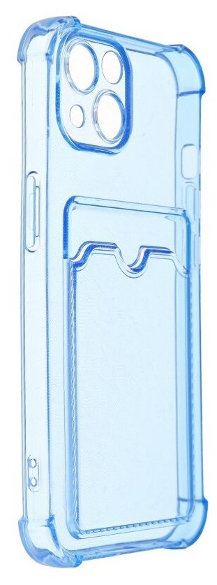 Чехол LuxCase для APPLE iPhone 13 TPU с картхолдером Transparent-Blue 63535 - фото №6