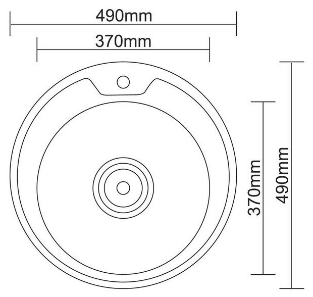 Мойка кухонная Accoona AB4949, врезная, круглая, толщина 0.6 мм, 490х165 мм, глянец - фотография № 5