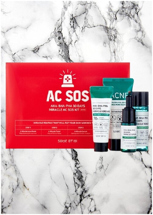 [Some By Mi] Набор для проб кожи (пенка, тоник, сыворотка, крем) AC SOS AHA-BHA-PHA 30 Days Miracle AC SOS Kit