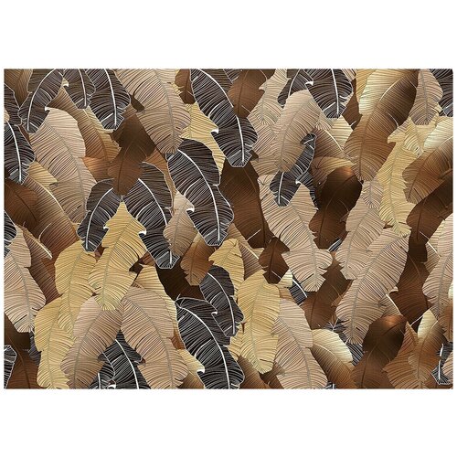 Банановые листья фон бежево-коричневые - Виниловые фотообои, (211х150 см)