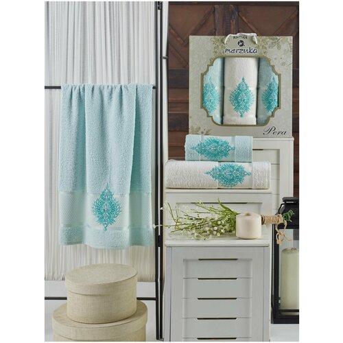 фото Oran merzuka полотенце jarred цвет: мятный (50х90 см - 2 шт,70х140 см)