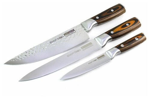 Набор кухонных ножей QXF R-41-3, сталь 40Cr14 (Шеф, слайсер, универсальный)