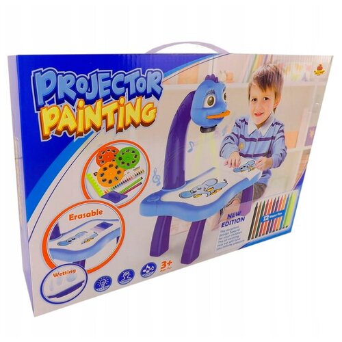 фото Детский развивающий проектор для рисования со столиком projector painting для мальчика. детский столик для рисования голубой. диапроектор детский китай