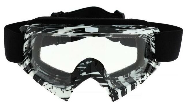 Очки-маска для езды на мототехнике стекло прозрачное цвет белый-черный ОМ-20 5865031