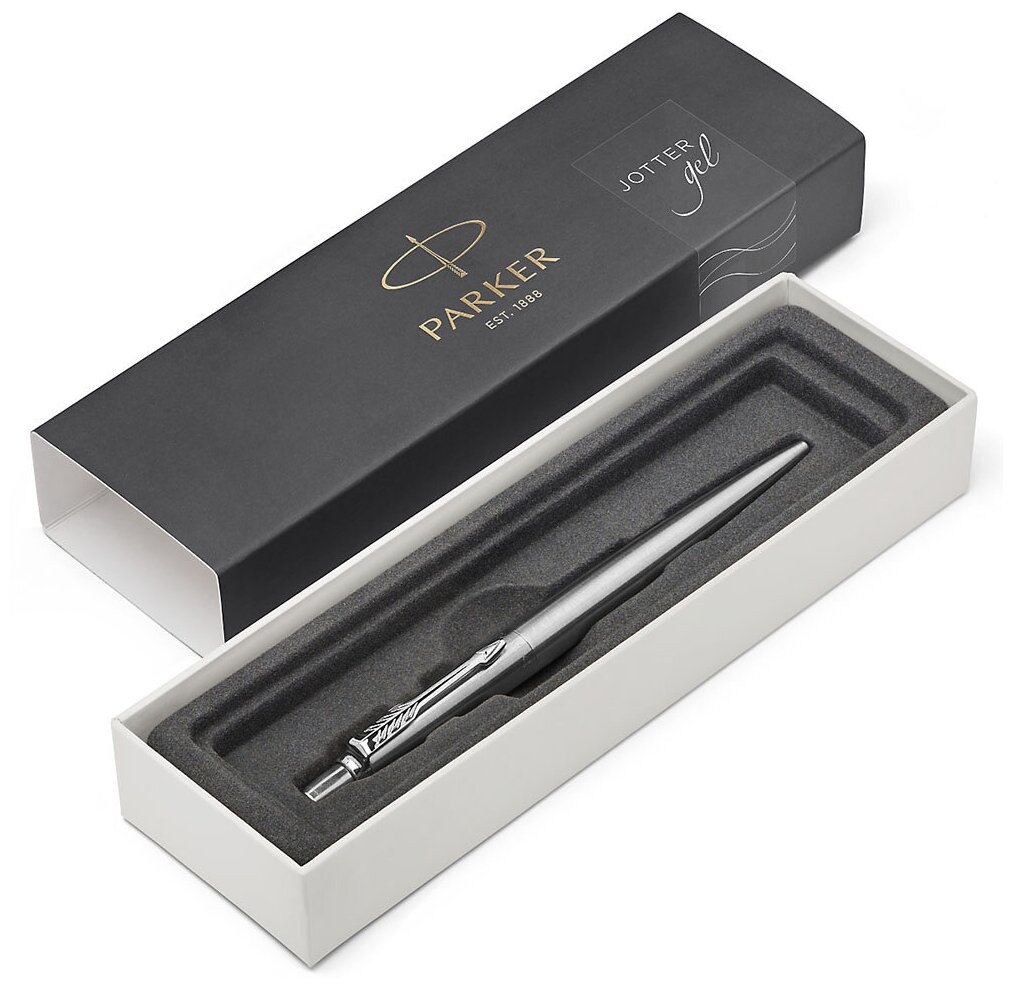 Parker Ручка гелевая Parker Jotter Core K694 Stainless Steel CT, корпус из нержавеющей стали, 0.7 мм, чёрные чернила (2020646)