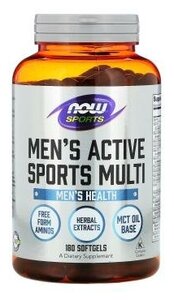 Фото NOW Sports Men's Active Sports Multi (Мужские мультивитамины) 180 капсул