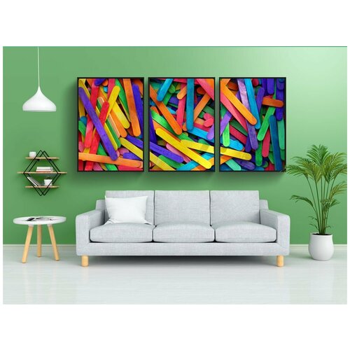 фото Набор модулных постеров для интерьера "палочки, палки, красочные" 60x90 см. в тубусе, без рамки lotsprints