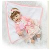 Reborn Kaydora Кукла Реборн мягконабивная (Reborn Cloth Body Doll 16 inch) Девочка в пышном платье на коврике (40 см) - изображение