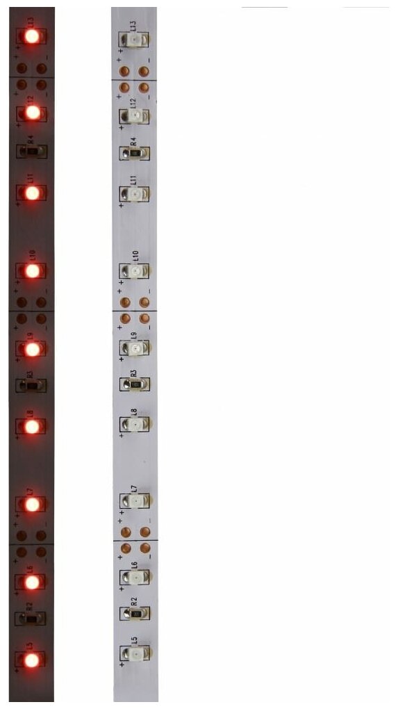 LED лента открытая, 8 мм, IP23, SMD 2835, 60 LED/m, 12 V, цвет свечения красный - фотография № 1