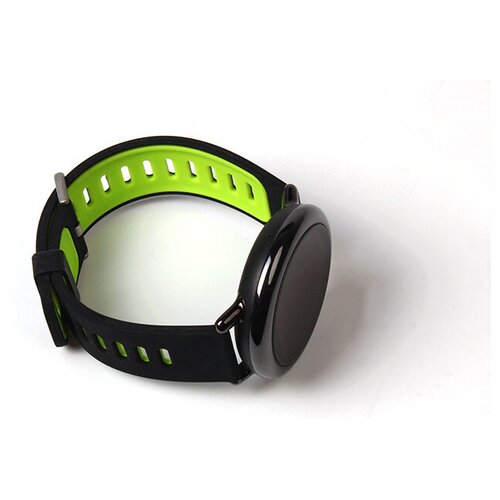 фото Сменный ремешок браслет mypads polimerico из качественного гипоаллергенного силикона для смарт-часов xiaomi amazfit sports watch (черно-зеленый)