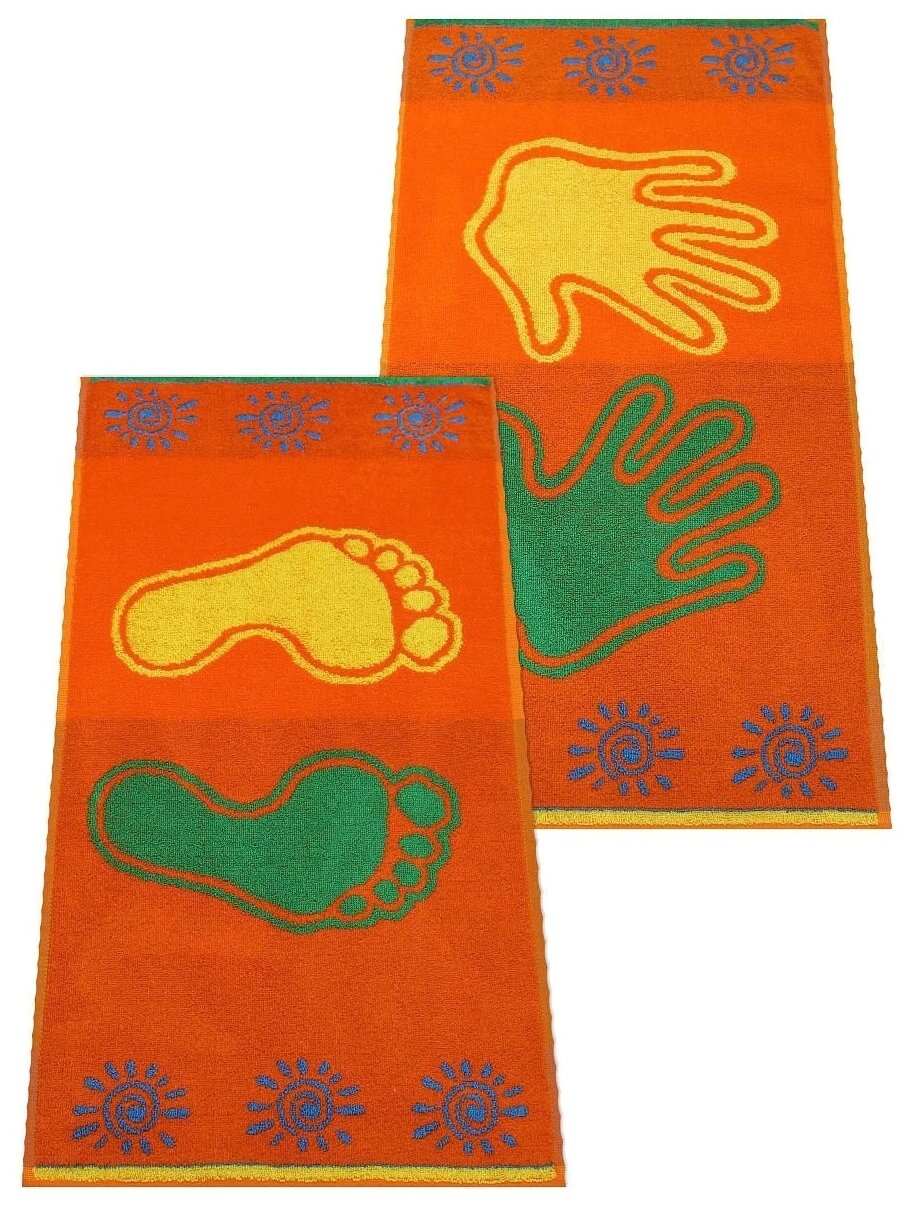 Махровые полотенца для рук и ног "Ножки + Ручки" 70х40 , 2 шт. - фотография № 1