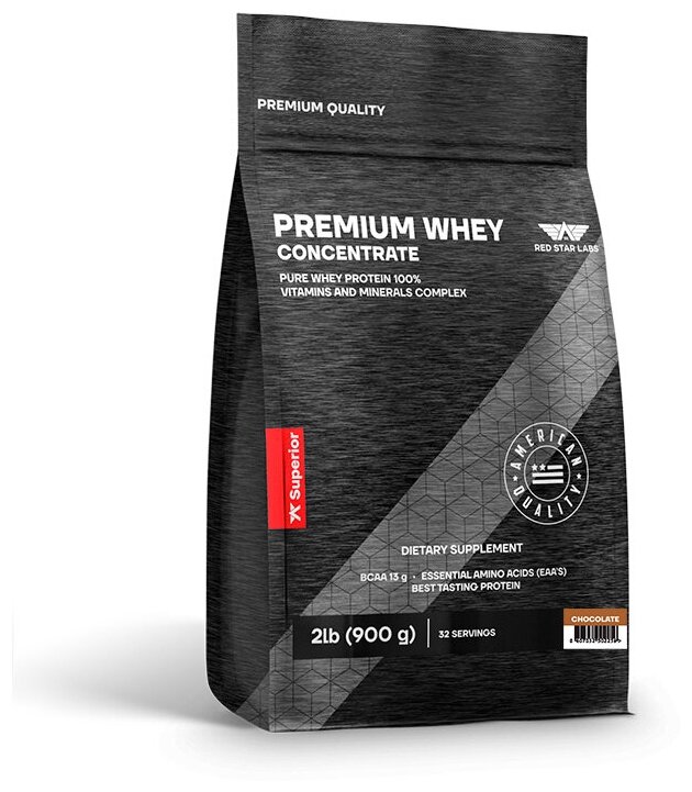 Протеин Red Star Labs Premium Whey Concentrate 900 г - шоколад